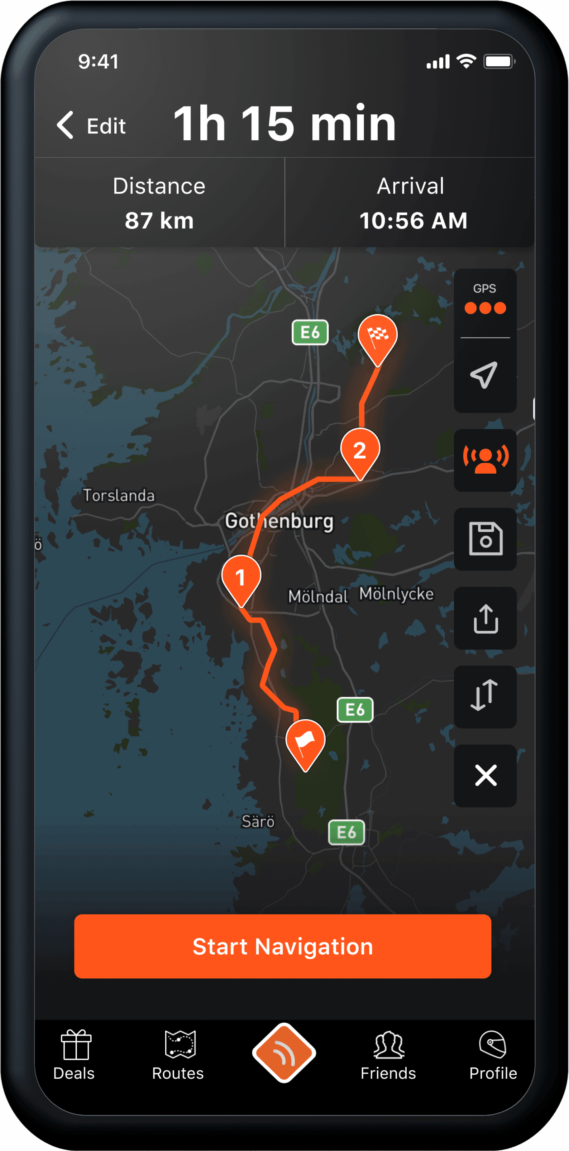 Detecht Motorcycle App with Navigation, Trip Planner & Crash Detection