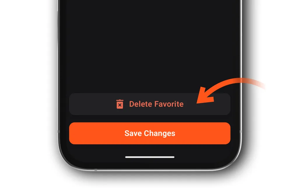 The bottom of Edit Favorite with the Delete Favorite and Save Changes buttons